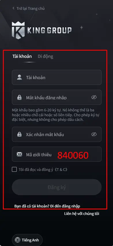 Điền các thông tin cá nhân vào các trường thông tin